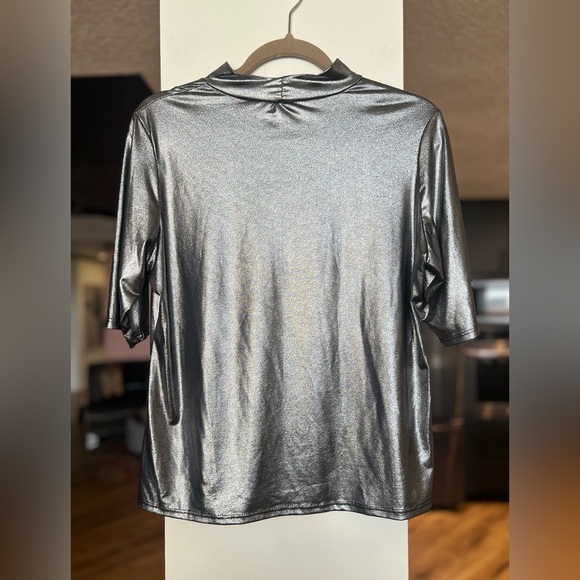Tiffany and Grey Mock Turtleneck Liquid Metal Shirt sz XL - Picture 2 of 4